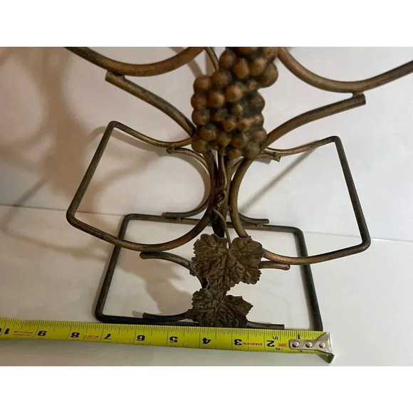 6 Wine Holder Bottle Chrome Brass Metal Rack Handle Grape Leaf Design Black Gold - Picture 7 of 8